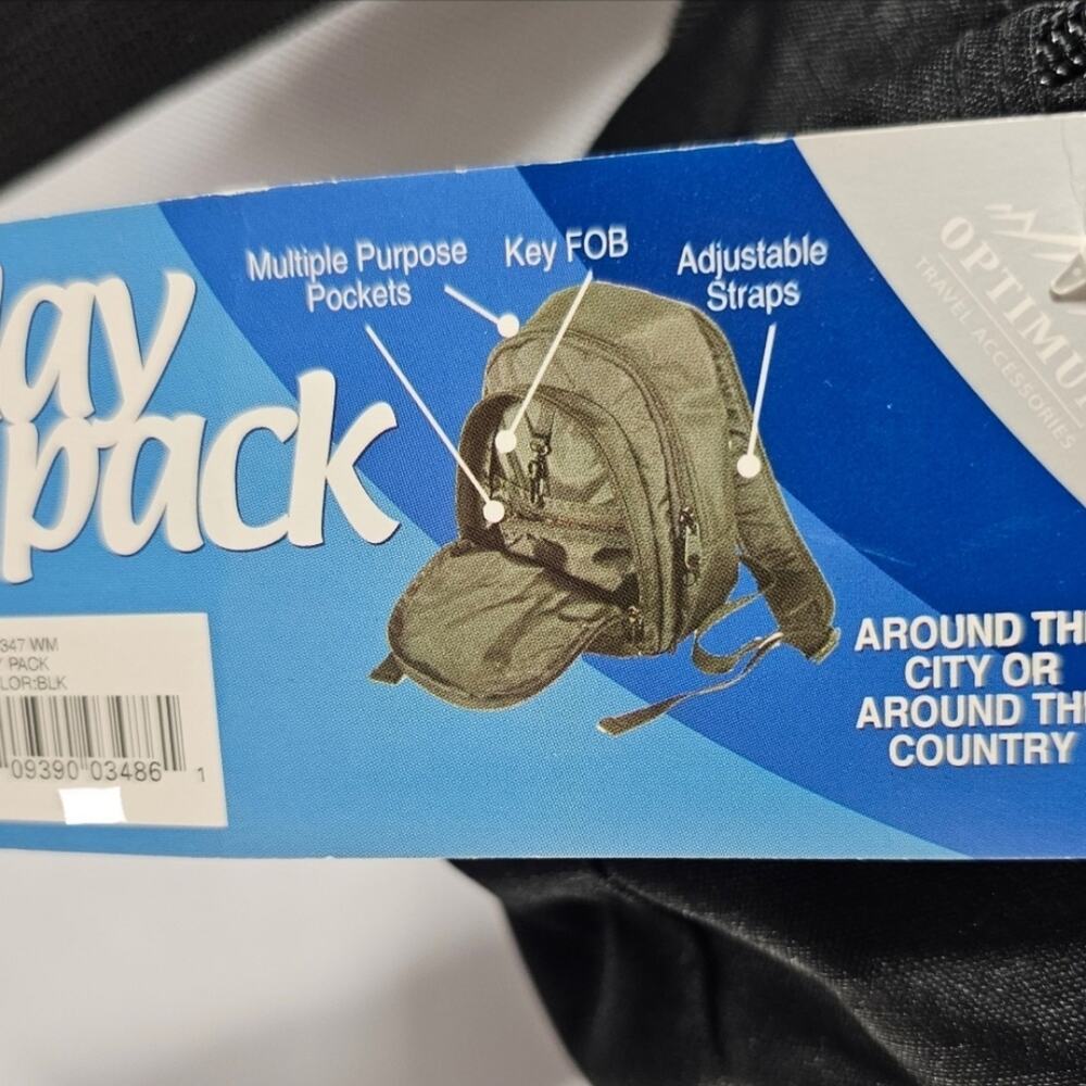 Optimum Black / Blue Day Pack Small Backpack NWT - Picture 9 of 9